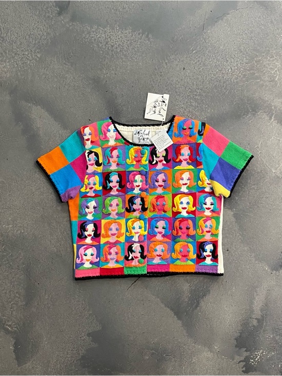 Michael Simon Tops - Vtg MICHAEL SIMON NEW YORK WOMENS SWEATER FACE STYLE Pop Art Color Sz M Women’s